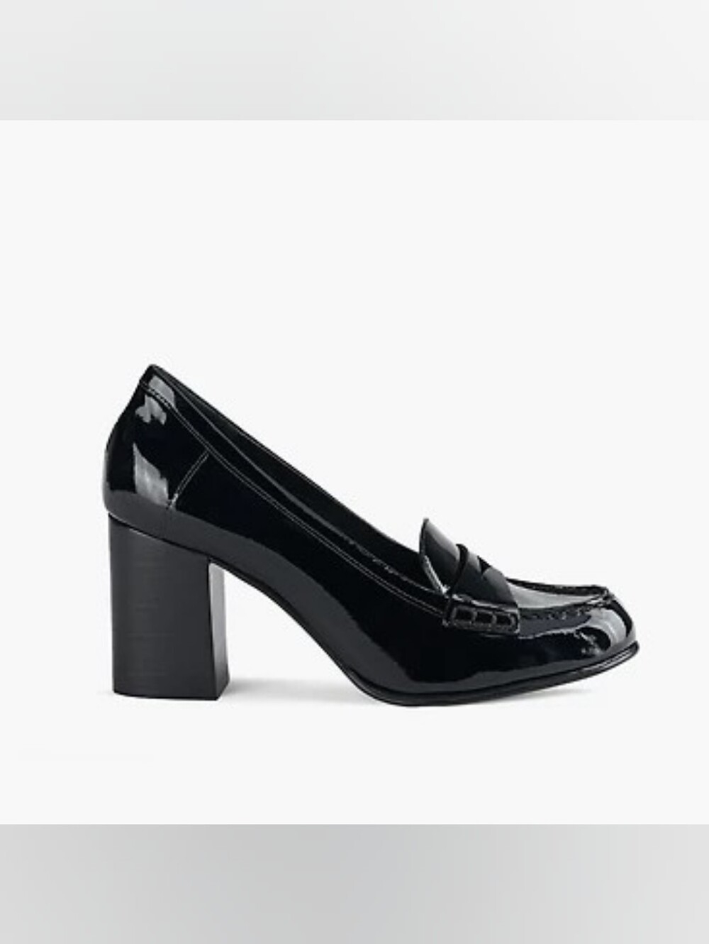 Jones New York Cypress Black Patent Block Heel Penny Loafers Size 6